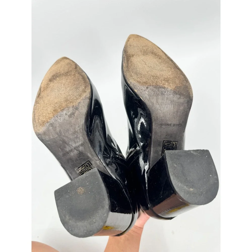Anine Bing Ankle Boots Women Size 10 Black Pointed Toe Block Heel